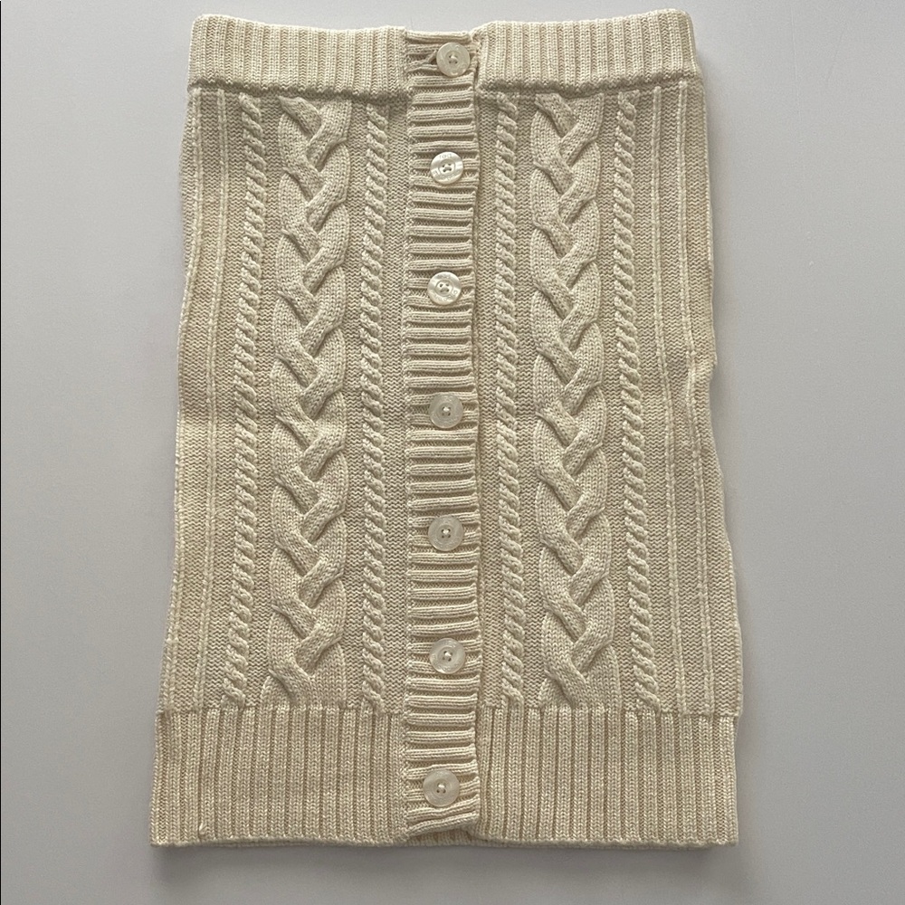 Y2K women’s Small strapless wool blend button front cream cable knit sweater
